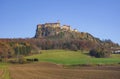 The medieval Riegersburg Castle on top of a dormant volcano, surrounded by beautiful autumn landscape, famous tourist attraction