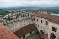 Medieval Rocca di Angera castle. View to courtyard from main tow