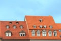 Medieval rooftops dorm windows in Thuringia, Germany