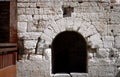 Medieval round arch with stones - Black hole