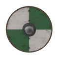 Medieval Round Viking Wooden Shield on white. 3D illustration