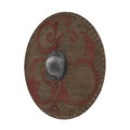 Medieval Round Viking Wooden Shield on white. 3D illustration