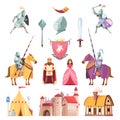 Medieval Royal Heraldry Cartoon Set