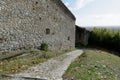 Medieval ruins on the site of the Rocca di Sala Lombard fortification in Pietrasanta province of Lucca . Tuscany, Italy