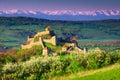 Medieval Rupea fortress at sunrise, Brasov region, Transylvania, Romania, Europe