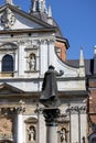 Medieval Saints Peter and Paul Church and statue of Piotr Skarga, Krakow, Poland Royalty Free Stock Photo