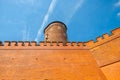 Medieval Sandomierska tower at Royal Wawel Castle as a part of most important historical complex in Krakow, Poland