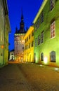 Medieval saxon street view in Sighisoara,Transylvania,Romania,Europe Royalty Free Stock Photo