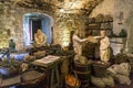 A medieval scene from the Great Kitchens in Stirling Castle, Scotland Royalty Free Stock Photo