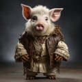 Medieval Sci-fi Baroque Pig In Bavarian Attire