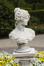 Medieval sensual woman sculpture in the gardens of Castle of Arcen, Netherlands