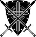 Medieval shield and swords Royalty Free Stock Photo