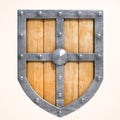 Medieval shield, viking shield isolated on white background, 3d rendering