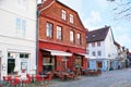 Medieval shopping street in the heart of old town, on Nov 20 in Luneburg, Germany