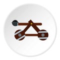 Medieval siege catapult icon circle Royalty Free Stock Photo