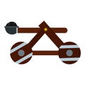 Medieval siege catapult icon, flat style