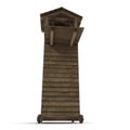 Medieval Siege Tower On White Background. 3D Illustration, isolated