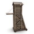 Medieval Siege Tower On White Background. 3D Illustration, isolated