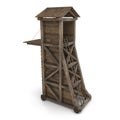 Medieval Siege Tower On White Background. 3D Illustration, isolated Royalty Free Stock Photo