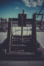 Medieval siege weapons, crossbows, onagers, catapults and batter Royalty Free Stock Photo