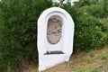 medieval sign at a pilgrim trail