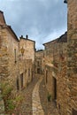 Medieval small village Pals in Catalonia, Spain. Mediterranean cities for tourism with cobbled streets and floral decoration.