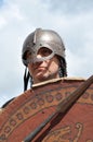 Medieval soldier of the vikings with helemt and Royalty Free Stock Photo