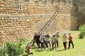 Medieval soldiers with ladder on The Battle of Budyne Royalty Free Stock Photo