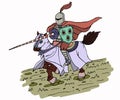 Medieval spear knight on horse. illustration for your design project. Royalty Free Stock Photo