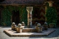 Medieval square with dry fountain