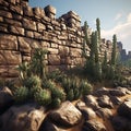Medieval Stacked Stone Texture Prickly Prompt For Unreal Engine 5