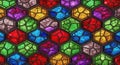 Medieval Stained-Glass Honeycomb Seamless Pattern Interlocking Jewel Tones Textiles Royalty Free Stock Photo