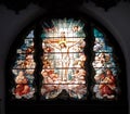 Medieval stained glass pane Royalty Free Stock Photo