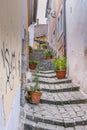 Medieval staircase in streets of Szentendre in Hungary