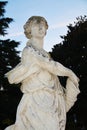 Medieval statue and trees in Castelfranco Veneto, Treviso, Italy Royalty Free Stock Photo