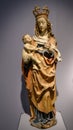 Medieval Statue of Virgin Mary with Son Jesus, Kunsthalle Wuerth, Old Masters Collection Wuerth, Schwabisch Hall, Germany Royalty Free Stock Photo