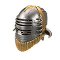 Medieval steel helmet on an isolated white background Royalty Free Stock Photo
