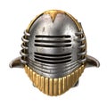 Medieval steel helmet on an isolated white background Royalty Free Stock Photo