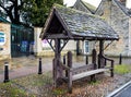 Medieval stocks in Woodstock, Oxfordshire, UK