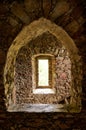 Medieval Stone Arches and Tiny Window in a Castle in Germany