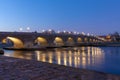 Medieval stone bridge over the Danube River in Regensburg, Bavaria, Germany Royalty Free Stock Photo