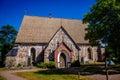 A medieval stone Nauvo Church Nagu kyrka from the middle of the 15th century stands in the middle of the village Kyrkbacken