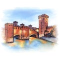 Scaliger Bridge in Verona, Italy.