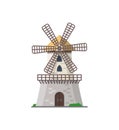 Medieval stone windmill isolated icon