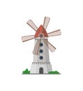 Medieval stone windmill isolated icon