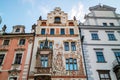 Baroque facade of The Storch House in Prague. Royalty Free Stock Photo