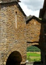 Medieval street in Ainsa Huesca. Viewpoint with archway towards Sobrarbe Spain