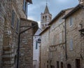 On the streets of Assisi. The town in province of Perugia, Italy, Umbria region. Royalty Free Stock Photo