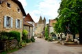 Medieval street with castle, Chateauneuf, Burgundy, France