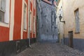 Scenic ancient street in the old town of Tallinn (Unesco), Estonia Royalty Free Stock Photo